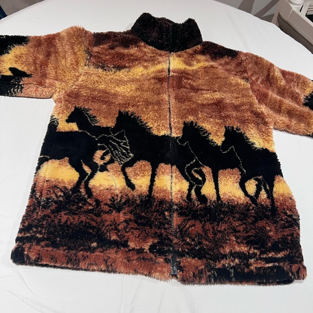 Women's Fleece Jacket with Horse Design